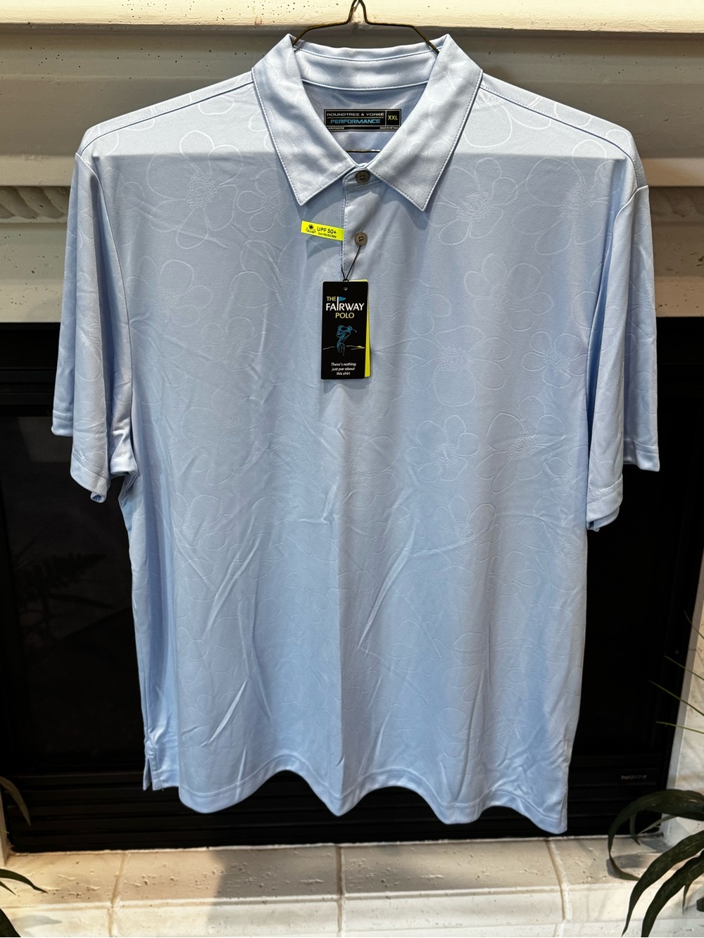 🆕 Roundtree & Yorke Pale Blue Floral Jacquard Polo